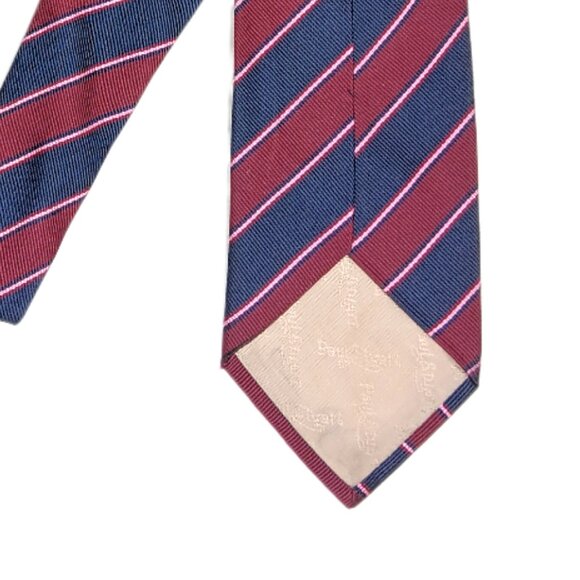 Paul Stuart Silk Repp Tie Men’s Long 62” Burgundy Navy Designer Classic New - Picture 4 of 4